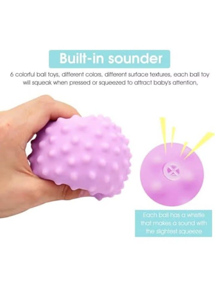 Pat Pat Balls for Kids, Squeeze Ball Toys for 18+ Months Toddlers 1-3 Years Old, Bath Toy, Squeaky Ball Toy, Baby Sensory Toy for Kids, Baby Sensory Ball, Soft Vinyl Ball Toy with Gift Box (6 Pack) - Image 2